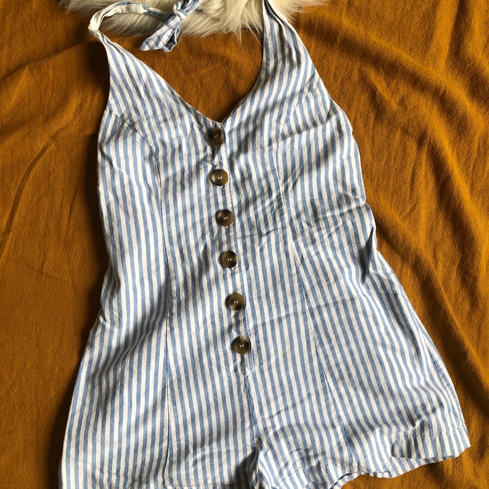 Kimchi Blue (UO) Preloved Blue Striped Playsuit